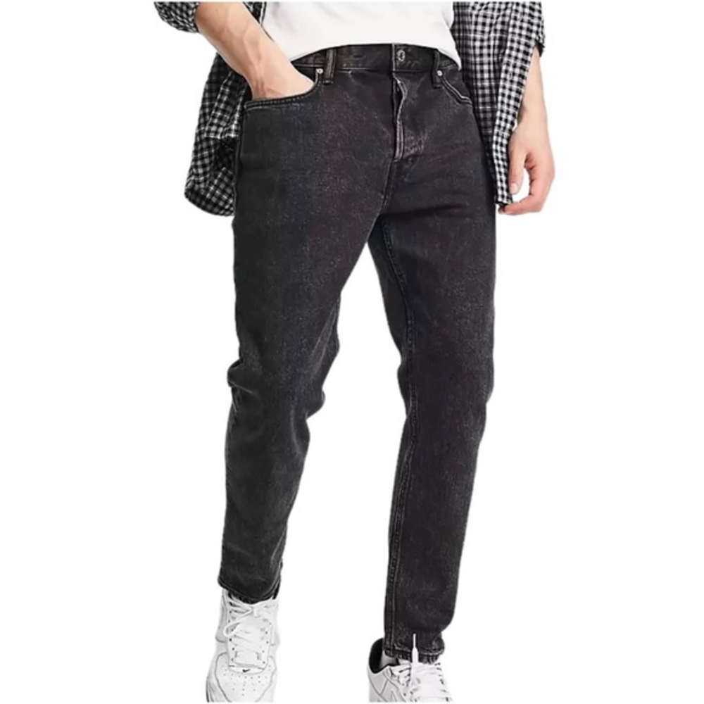 Allsaints Dean‎ Washed Black Gray Cropped Slim Fit Jeans